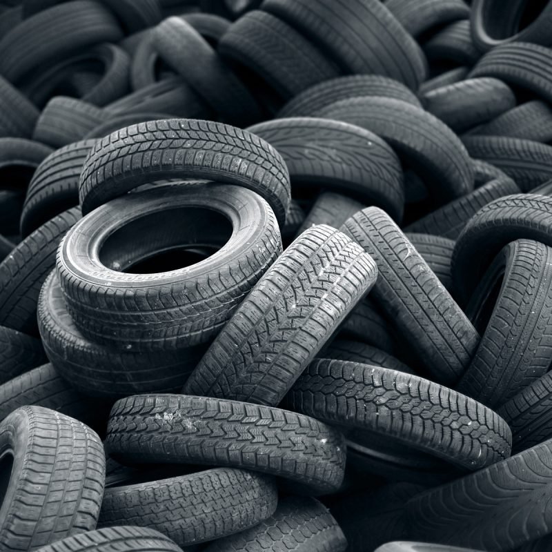 Old black car tire rubber