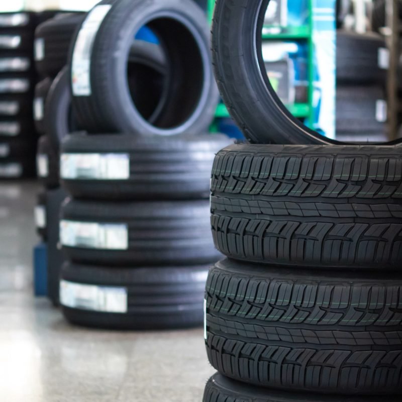 rubber tire and wheels at garage business shop